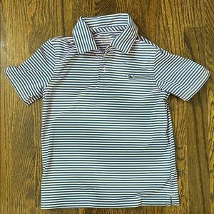 Vineyard Vines pink and blue striped performance polo